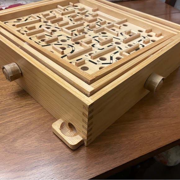 Solid Wood Labyrinth Game - Brown - Picture 2 of 7